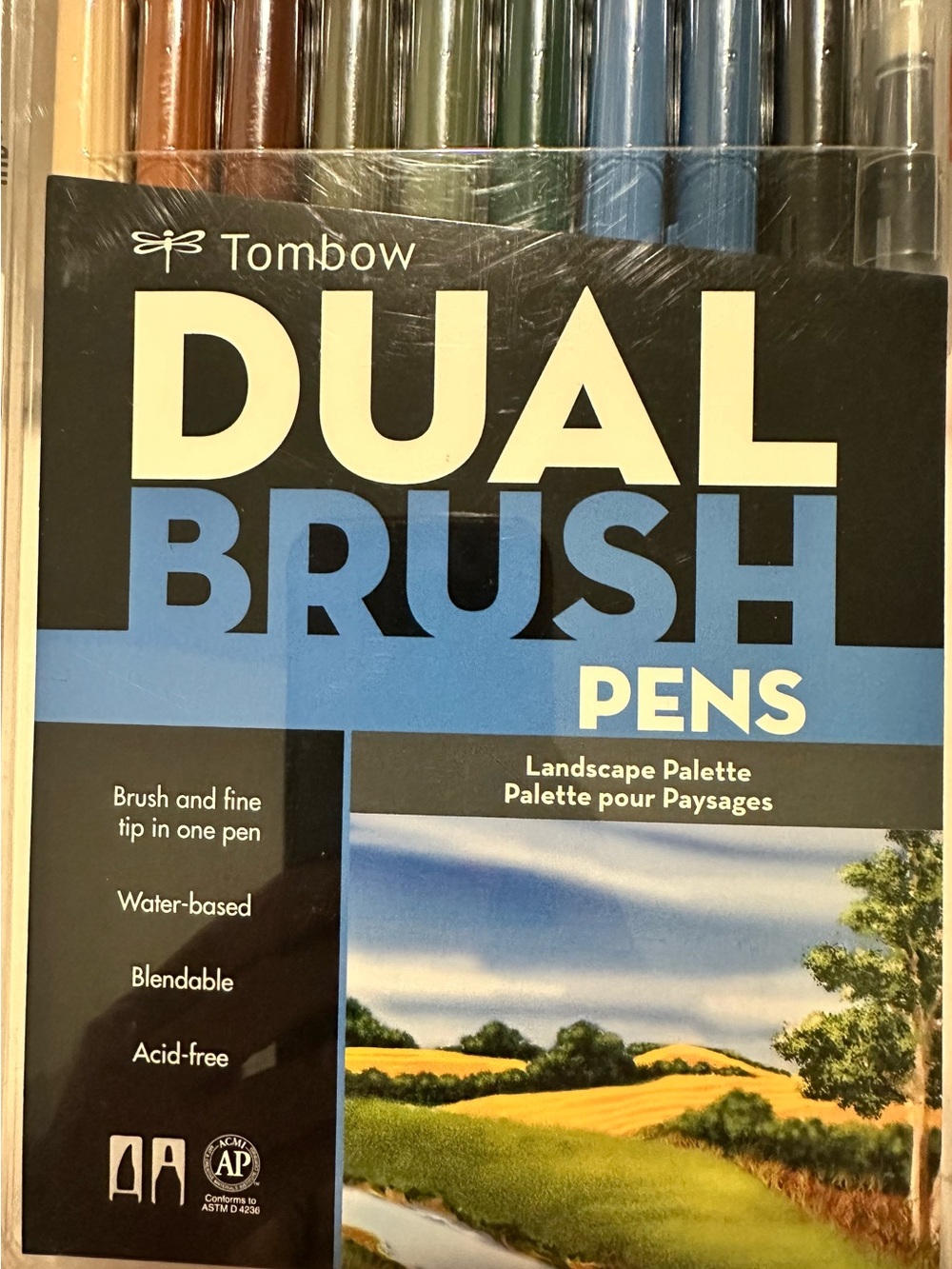 Tombow Dual Brush Pens 10 Pack Landscape Palette Water Based Markers NEW